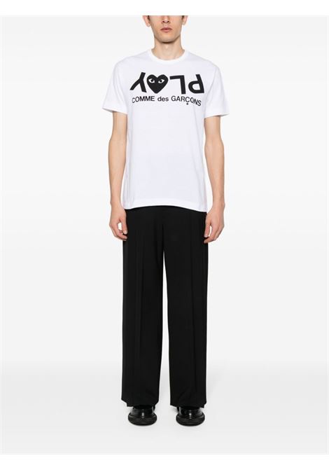 t-shirt logo print unisex bianca COMME DES GARÇONS PLAY | AX-T068-0511